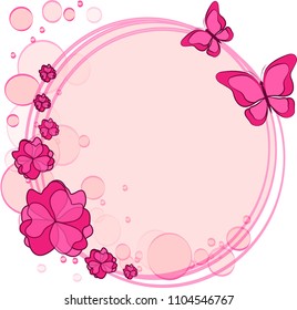 Greeting card with butterflies and pink balloons