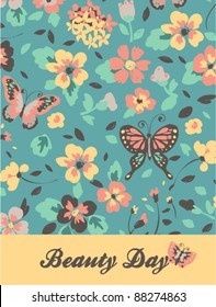 Greeting Card with butterfly and floral