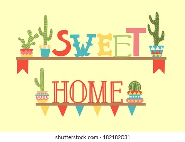 Greeting card with cactus and bunting 3