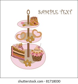 greeting card with a cake and biscuits