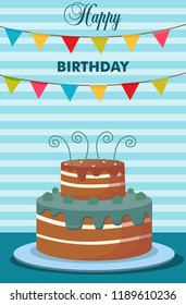 greeting card with cake, vector