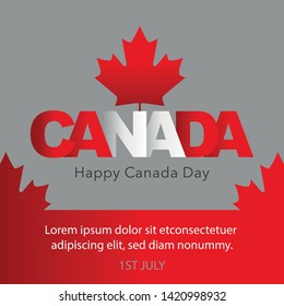 Greeting card for Canada Day. Happy Canada Day Typography Design, Canada Maple Leaf 