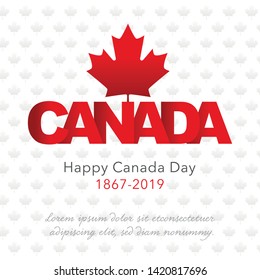 Greeting card for Canada Day on July 1st. Happy Canada Day Typography Design, Canada Maple Leaf 