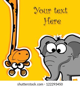Greeting card with cartoon animals