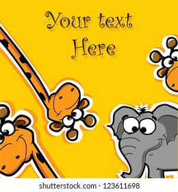 Greeting card with cartoon animals