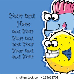 Greeting card with cartoon animals