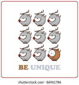 Greeting card with cartoon deer. Vector