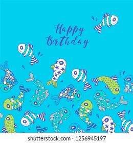 Greeting card with cartoon fish.