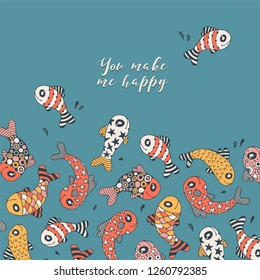Greeting card with cartoon fish.