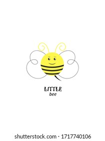 Greeting card with a cartoon funny bee for children's design. Vector graphics.