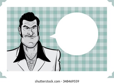 Greeting card with cartoon mafia criminal - place your custom text