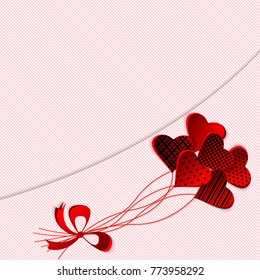 Greeting card for the celebration of Valentine's Day. Valentine's heart. Decorative heart background with place for text. Vector illustration.