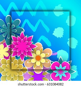 Greeting Card for Celebrations Day Design Stock Vector Illustration with Paper Flowers and Frame for Beautiful Holiday Templates 