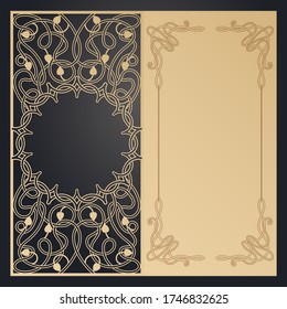 Greeting card with celtic ornament. Laser cut paper template, Scandinavian pattern for openwork design of cards, invitations, envelopes.