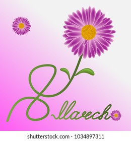 Greeting card with a chamomile in the form of the eight in the international women's day.