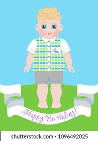 Greeting card with a charming baby. can be used to decorate children's clothing and children's textiles.