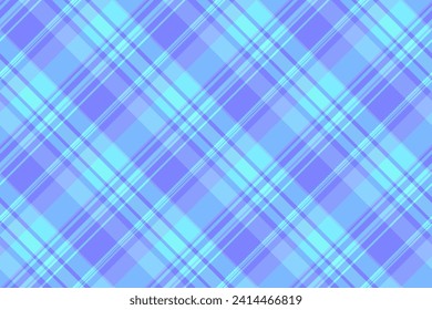 Greeting card check background tartan, ribbon textile plaid pattern. Handkerchief vector seamless texture fabric in blue and cyan color.