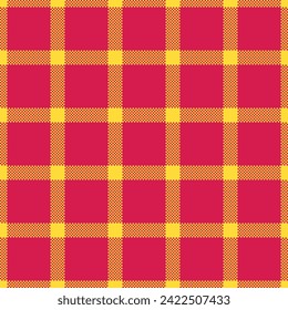 Greeting card check textile vector, internet tartan fabric background. Empty seamless pattern texture plaid in yellow and red color.
