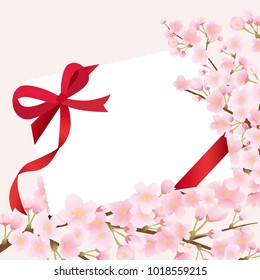 Greeting card with cherry blossom.