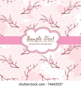 greeting card with cherry tree branches