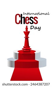 Greeting card with chess pieces . International Day of Chess. Vector background for greeting cards or banners. International chess day poster.