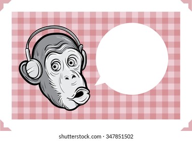 Greeting card with chimp face - place your custom text