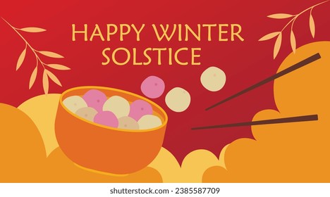 Greeting card for Chinese Dongzhi festival (Winetr Solstice) wit