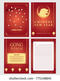 Greeting card of Chinese New Year edition with sakura blossom on the branch. Vector design