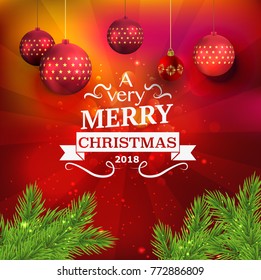 greeting card with christmas 2018. vector template for invitation.