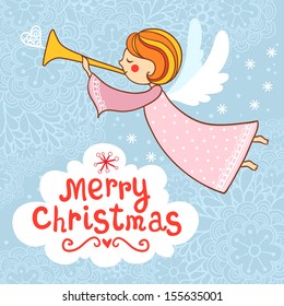 Greeting card, Christmas card with Christmas angel. New year's card.