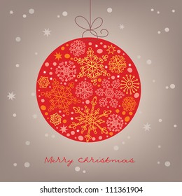 Greeting card with christmas ball
