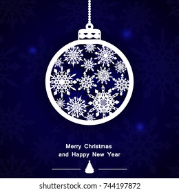 Greeting card with a christmas ball. Merry Christmas and a Happy New Year. Vector illustration.