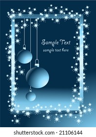 Greeting card with christmas balls and copy space, vector illustration.
