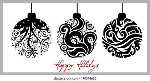 Greeting card with Christmas balls. Vector illustration 
