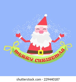 Greeting card, Christmas card with happy Santa Claus