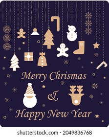 greeting card of christmas icons
