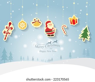 Greeting card, Christmas and new year card with Santa Claus ,vector and illustration can be use for wallpaper, background, backdrop