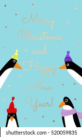 Greeting card for Christmas and New Year greeting card for a gift in a flat style. Vector Image.