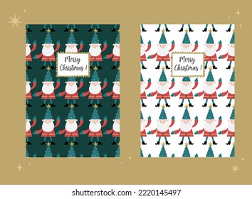 Greeting card for Christmas. Postcard with funny Santa Claus. Merry Christmas !