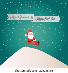 Greeting card, Christmas card with Santa Claus. Vector illustration