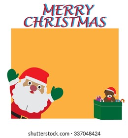 Greeting card, Christmas card with Santa Claus ,bear and gift box
