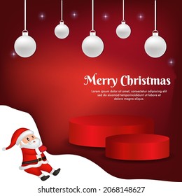 greeting card for christmas with santa clause and gift box