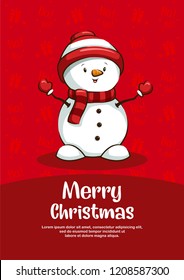 Greeting Card Christmas Snowman Cartoon Illustration