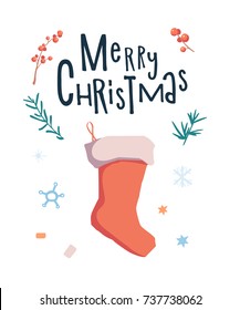 Greeting card with Christmas sock.