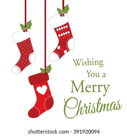 Greeting card with christmas stoking design