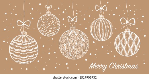 Greeting card. Christmas toys. Hand drawn illustration.