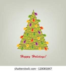 Greeting card with christmas tree