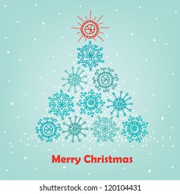 Greeting card with christmas tree