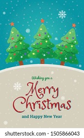 Tarjeta de saludo para Navidad con un árbol de Navidad