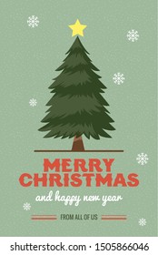 Greeting card for Christmas with a Christmas tree